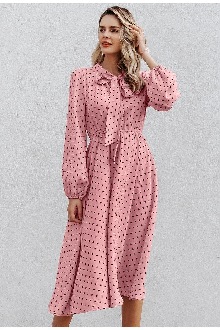 Ladies pink polka dot dress