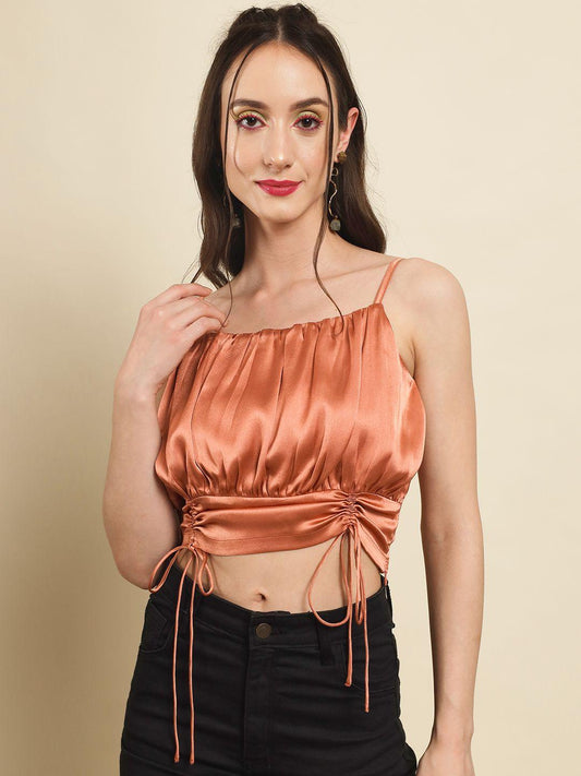 Peach Perfection: Women's Ruched Detail Top